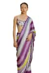 Shop_Raasa_Purple Saree Wrinkle Chiffon Abstract U-neck Misty Pattern With Blouse _Online_at_Aza_Fashions