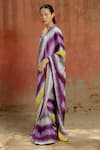 Raasa_Purple Saree Wrinkle Chiffon Abstract U-neck Misty Pattern With Blouse _at_Aza_Fashions