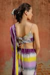 Raasa_Purple Saree Wrinkle Chiffon Abstract U-neck Misty Pattern With Blouse _Online