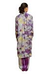 Raasa_Purple Modal Satin Abstract Mandarin Collar Aster Pattern Kurta With Pant _at_Aza_Fashions