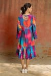 Shop_Raasa_Multi Color Cotton Muslin Abstract Bubble V-neck Aster Pattern Wrap Dress _at_Aza_Fashions