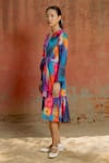 Buy_Raasa_Multi Color Cotton Muslin Abstract Bubble V-neck Aster Pattern Wrap Dress 