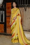 Buy_Raasa_Yellow Saree Wrinkle Chiffon Abstract Round Selene Pattern With Blouse _at_Aza_Fashions