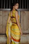 Shop_Raasa_Yellow Saree Wrinkle Chiffon Abstract Round Selene Pattern With Blouse 