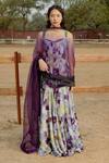 Buy_Raasa_Purple Dupatta Organza Abstract Scoop Cosmo Pleated Pattern Anarkali With _at_Aza_Fashions