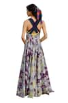 Buy_Raasa_Purple Dupatta Organza Abstract Scoop Cosmo Pleated Pattern Anarkali With 