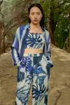 Buy_Raasa_Blue Cotton Modal Printed Leaf Straight Top And Pant Set _Online_at_Aza_Fashions