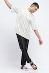 Buy_Abraham & Thakore_White Cotton Lycra Rib Printed Ant Motifs Pattern T-shirt _at_Aza_Fashions