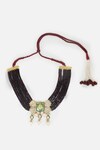 Shop_Dugran By Dugristyle_Multi Color Kundan Meenakari Pendant Layered Necklace_at_Aza_Fashions