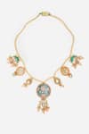 Buy_Dugran By Dugristyle_Multi Color Kundan Floral Enameled Pendant Necklace_Online_at_Aza_Fashions