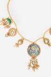 Shop_Dugran By Dugristyle_Multi Color Kundan Floral Enameled Pendant Necklace_at_Aza_Fashions