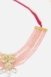 Shop_Dugran By Dugristyle_Pink Crystal Layered Necklace_at_Aza_Fashions