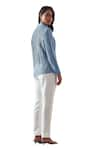 Buy_Pleats by Aruni_Blue Polyester Solid Collar Toteme Pleated Plain Shirt 