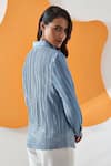 Shop_Pleats by Aruni_Blue Polyester Solid Collar Toteme Pleated Plain Shirt 