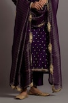 Buy_Deep Thee_Purple Chanderi Hand Embroidered Zardozi Notched V Phool Butti Kurta Set_Online_at_Aza_Fashions