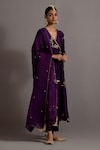 Shop_Deep Thee_Purple Chanderi Hand Embroidered Zari V Neck Guccha Jaal Angarkha Set_Online_at_Aza_Fashions