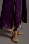 Deep Thee_Purple Chanderi Hand Embroidered Zari V Neck Guccha Jaal Angarkha Set_at_Aza_Fashions