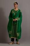 Buy_Deep Thee_Green Chanderi Hand Embroidered Zardozi Round And Pearl Kurta Set_at_Aza_Fashions