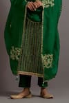 Deep Thee_Green Chanderi Hand Embroidered Zardozi Round And Pearl Kurta Set_Online_at_Aza_Fashions