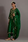 Buy_Deep Thee_Green Chanderi Hand Embroidered Zardozi Scalloped Phool Pathi A-line Kurta Set _Online_at_Aza_Fashions