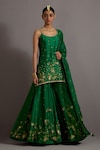 Buy_Deep Thee_Green Silk Hand Embroidered Zari Scoop Guccha Jaal Kurta Sharara Set_at_Aza_Fashions