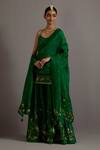 Deep Thee_Green Silk Hand Embroidered Zari Scoop Guccha Jaal Kurta Sharara Set_Online_at_Aza_Fashions