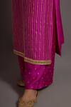 Deep Thee_Fuchsia Silk Hand Embroidered Zardozi Round Striped Kurta Pant Set_at_Aza_Fashions