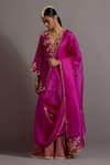 Buy_Deep Thee_Fuchsia Silk Hand Embroidered Zardozi Cutwork V Phool Patti Kurta Sharara Set _Online_at_Aza_Fashions