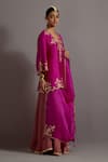 Shop_Deep Thee_Fuchsia Silk Hand Embroidered Zardozi Cutwork V Phool Patti Kurta Sharara Set_Online_at_Aza_Fashions