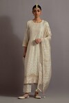 Buy_Deep Thee_Ivory Chanderi Hand Embroidered Zardozi Round Floral Booti Straight Kurta Set _at_Aza_Fashions