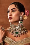 Buy_Ekathva Jaipur_Multi Color Polki Quinn Stone Studded Bridal Jewellery Set _at_Aza_Fashions