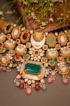 Ekathva Jaipur_Multi Color Polki Quinn Stone Studded Bridal Jewellery Set _Online_at_Aza_Fashions