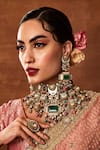 Shop_Ekathva Jaipur_Multi Color Polki Quinn Stone Studded Bridal Jewellery Set _Online_at_Aza_Fashions