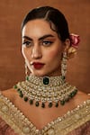 Shop_Ekathva Jaipur_Gold Plated Stones Keira Polki Bridal Necklace Set _at_Aza_Fashions