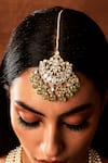 Shop_Ekathva Jaipur_Gold Plated Polki Stone Ifat Embellished Maangtikka _at_Aza_Fashions