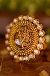 Ekathva Jaipur_Gold Plated Polki Vrishti Embellished Temple Ring _Online_at_Aza_Fashions