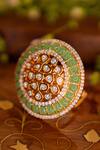 Shop_Ekathva Jaipur_Gold Plated Polki Moez Embellished Ring _at_Aza_Fashions