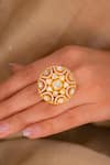 Buy_Ekathva Jaipur_Gold Plated Moissanite Polki Dariya Ring _at_Aza_Fashions