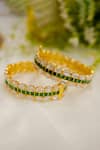 Ekathva Jaipur_Green Moissanite Ashini Polki Studded Bangles-Set of 2 _Online_at_Aza_Fashions