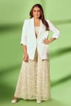 Buy_Asaga_Ivory Cape Satin Organza Hand Embroidered Mirror Ina Border Sharara Set_at_Aza_Fashions