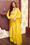 Buy_Label Earthen_Yellow Cotton Mul Embroidered Floral V Neck Amaltaas Anarkali And Sharara Set_Online