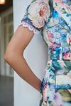 Shop_Verano by Tanya_Multi Color Cotton Linen Printed Floral Closed Neck Freesia Mini Dress _Online_at_Aza_Fashions