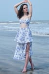 Shop_Verano by Tanya_White Cotton Linen Printed Floral Sweetheart Silvia Cutout Dress _at_Aza_Fashions