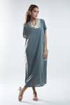 Mayank Anand Shraddha Nigam_Grey Georgette Plain Cowl Neck Dress _Online_at_Aza_Fashions