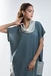 Buy_Mayank Anand Shraddha Nigam_Grey Georgette Plain Cowl Neck Dress _Online_at_Aza_Fashions