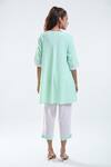 Shop_Mayank Anand Shraddha Nigam_Green Georgette Plain Round Neck Bias Long Top With Pant_at_Aza_Fashions
