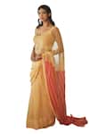 Buy_Kapraaaha_Yellow Chiffon Print Floral Round Contrast Pallu Saree With Blouse_Online_at_Aza_Fashions
