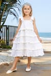 Buy_JILMIL DREAMWEAR_White Cotton Solid Layered Ruffle Dress _at_Aza_Fashions