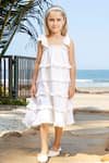 JILMIL DREAMWEAR_White Cotton Solid Layered Ruffle Dress _Online_at_Aza_Fashions