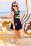 JILMIL DREAMWEAR_Black Cotton Embroidered Lotus Top And Skirt Set _Online_at_Aza_Fashions